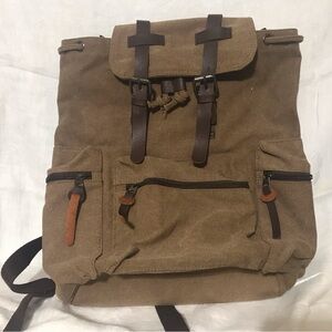 Brown Canvas Backpack